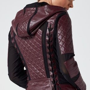 Blanc Noir Voyage Hooded Moto Jacket • S Mulberry